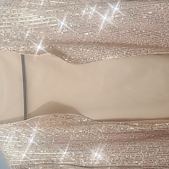 Women's Sequin Cardigan Long Sleeve Gold Large - Picture 2 of 7